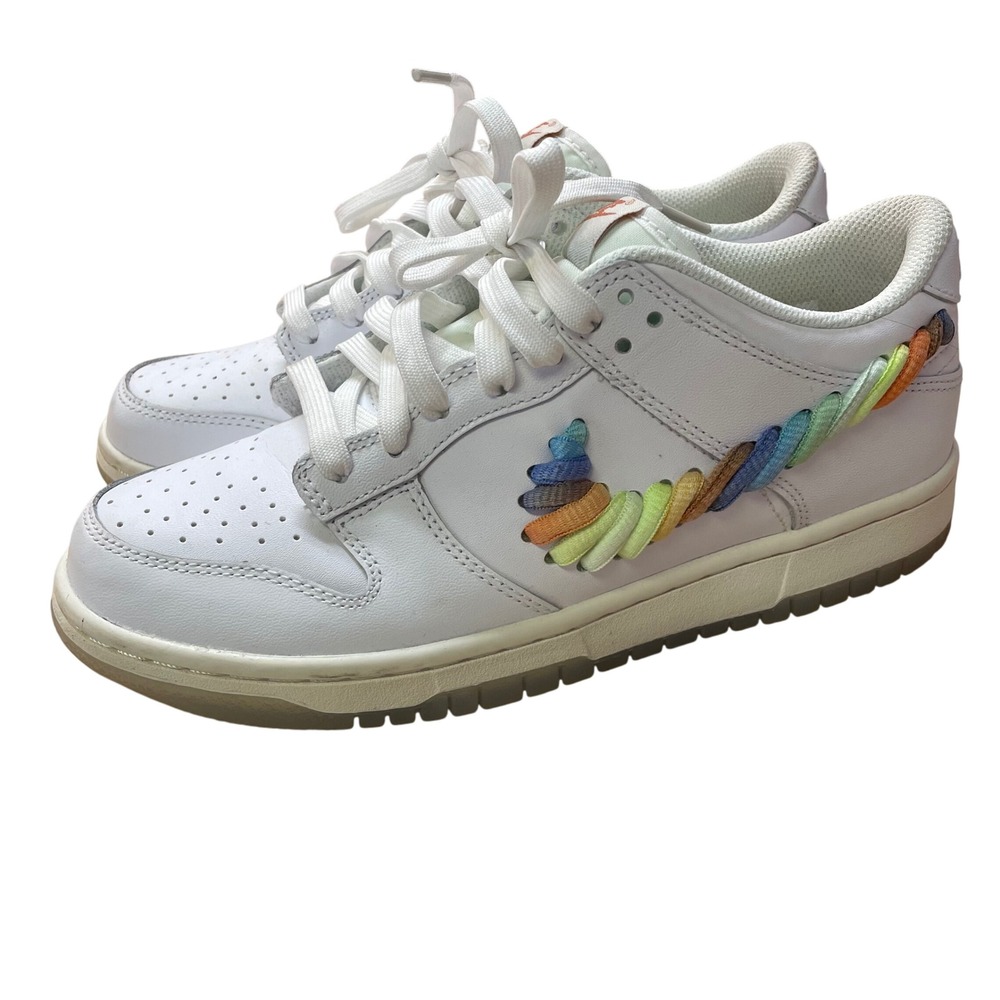 Nike Dunk Low GS "Rainbow Swoosh" White Kids Shoes FN4861‎ 100 Size 6Y